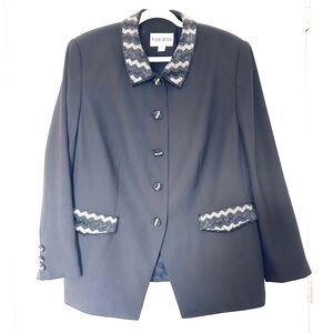 VTG John Meyer of Norwich Black Beaded Evening Jacket Blazer size 16